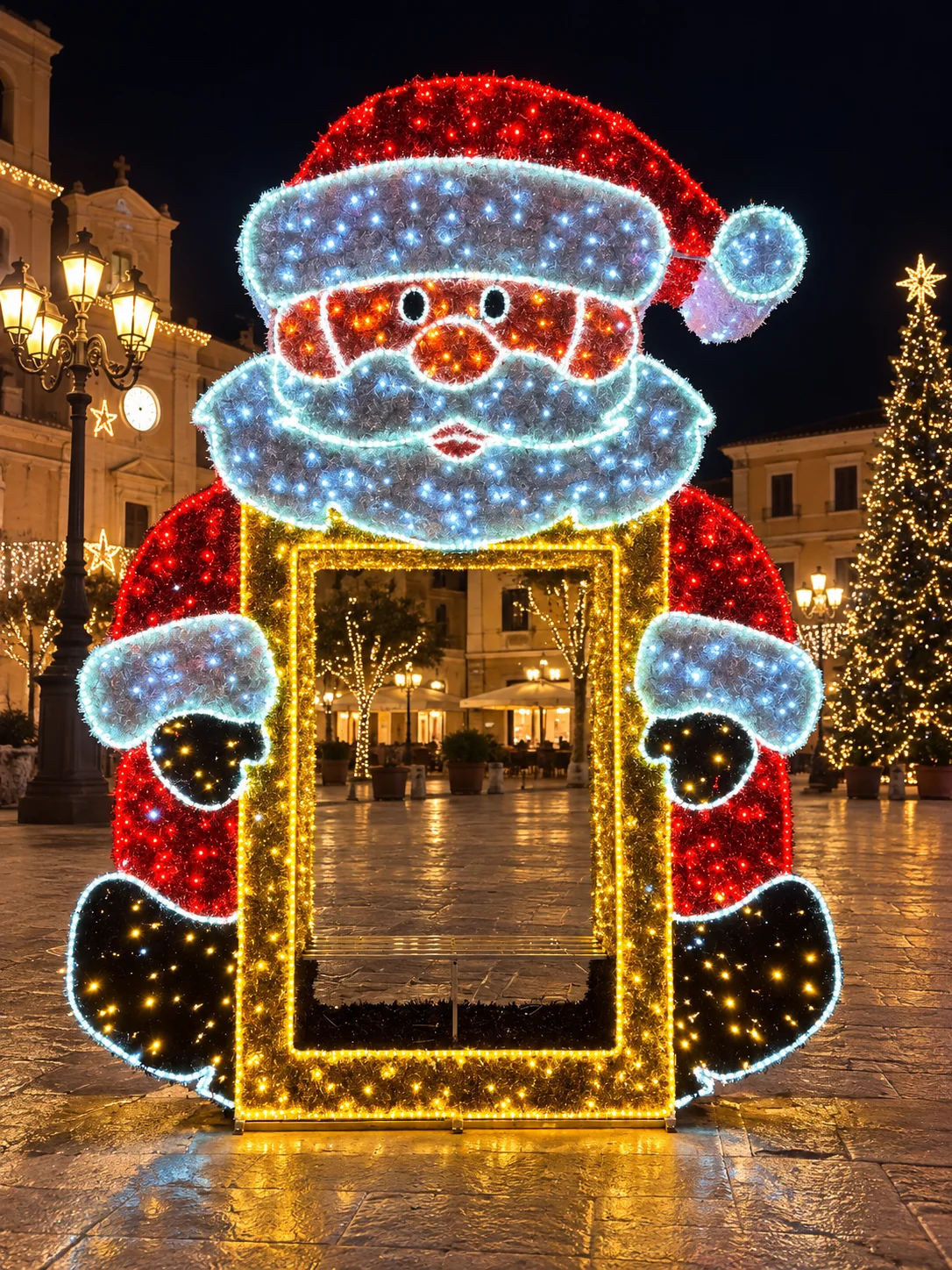 Babbo Natale luminoso a cornice